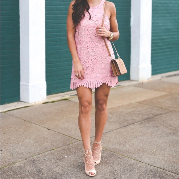 nude shoes with pink dress Women's Well Prepared Patent Pointed Toe Heels | Color: Beige | Size: 7.5 Smooth Faux Patent Leather (PU) Toe Style Lace Dress Light Pink Dress